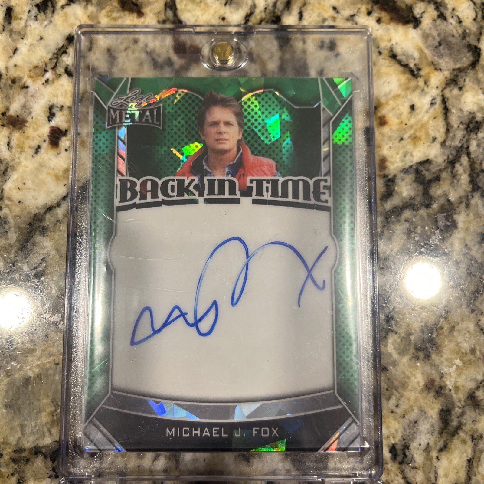 2026 Leaf Metal Michael J Fox green Auto Autograph Back In Time 9/10