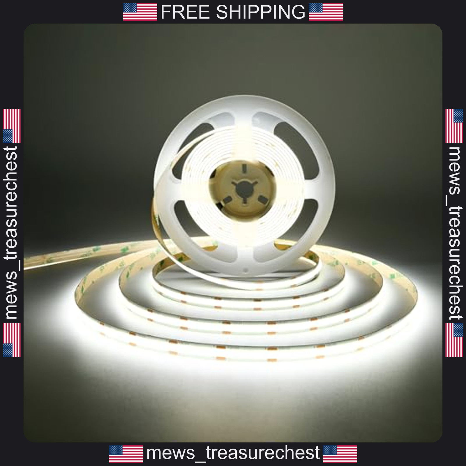 COB LED Strip Light 16.4ft 480 LEDs/m Cool White 6500K Dimmable