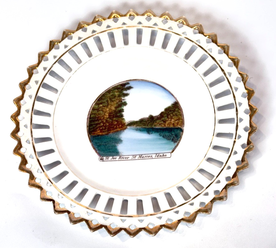 ST MARIES St Joe River ID IDAHO Antique Souvenir China TRINKET DISH PLATE ST MARIES St Joe River ID IDAHO Antique Souvenir China TRINKET DISH PLATE