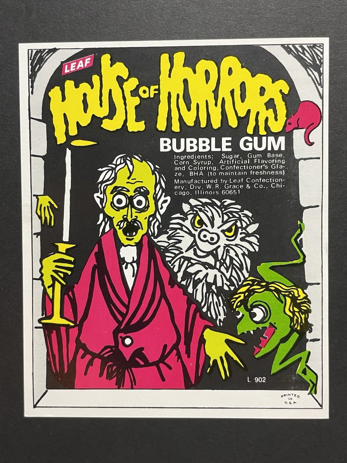 1970's Leaf HOUSE OF HORRORS Bubble Gum Machine Card Monsters Horror Vintage