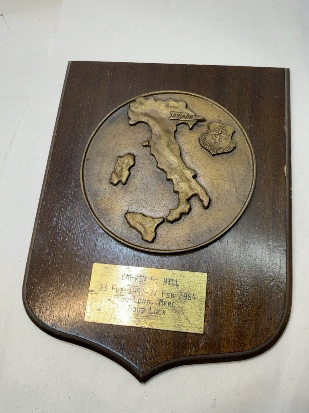 Vintage 1981-1984 USAF Aviano Italy 40th Tactical Group Farewell Plaque 9”