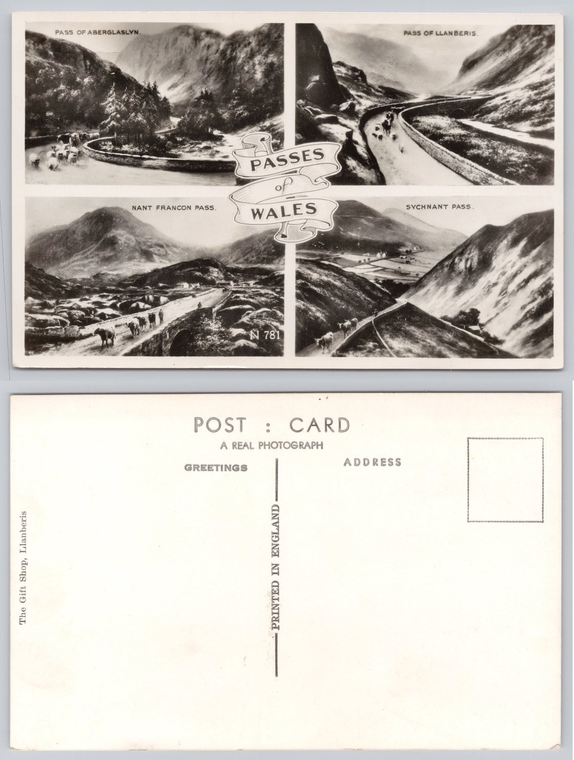 Passes of Wales Multi-View Real Photo Postcard Aberglaslyn Llanberis Nant RPPC