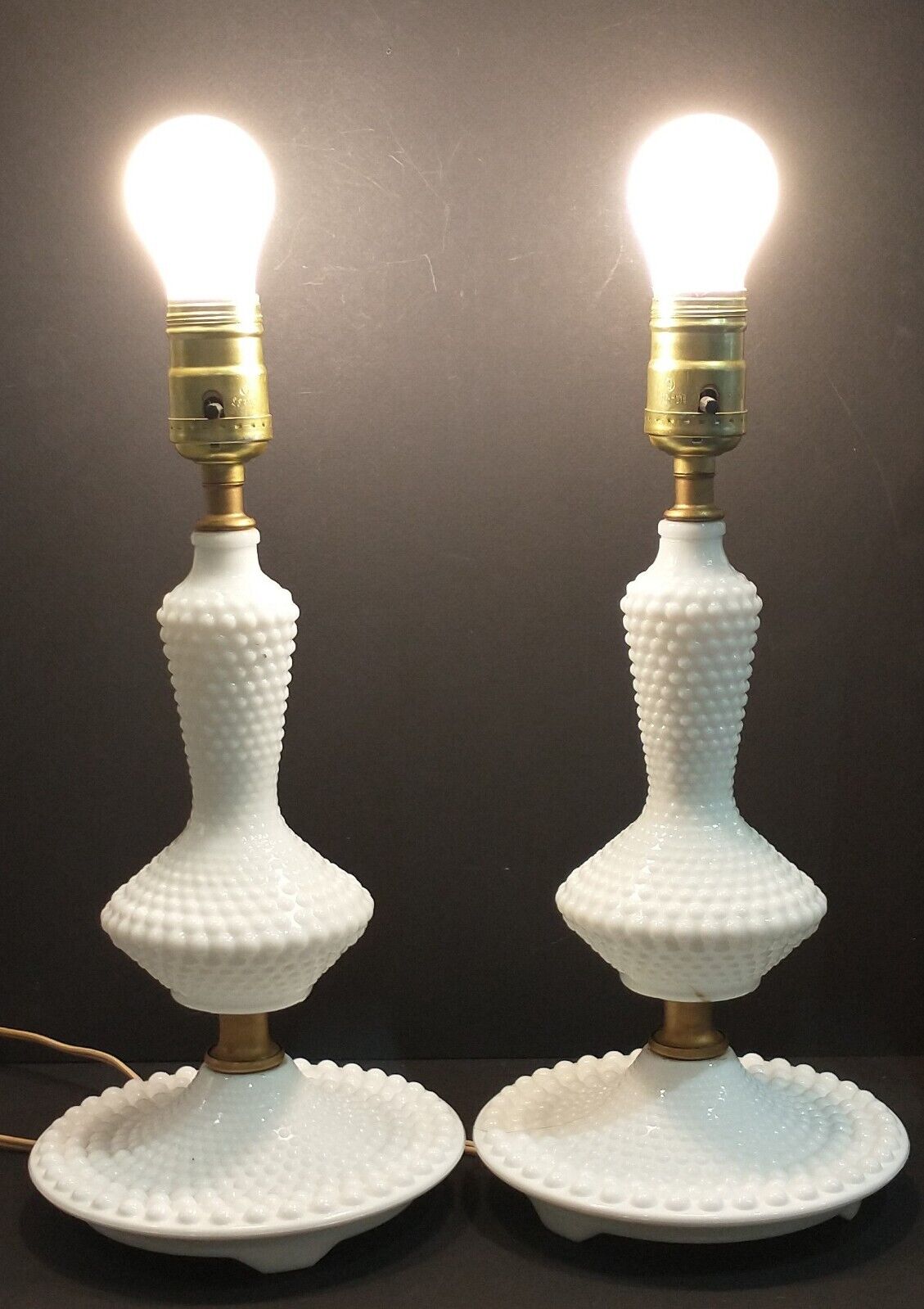 Milk Glass Hobnail Lamps Set Of 2