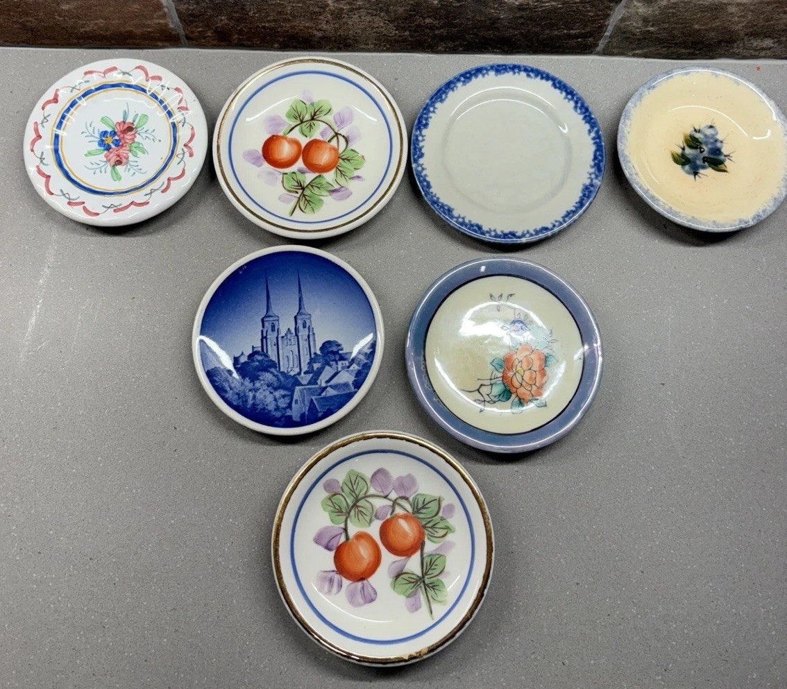 7 Vintage Chunky Butter Pats mini plates all marked rare lot unique treasures