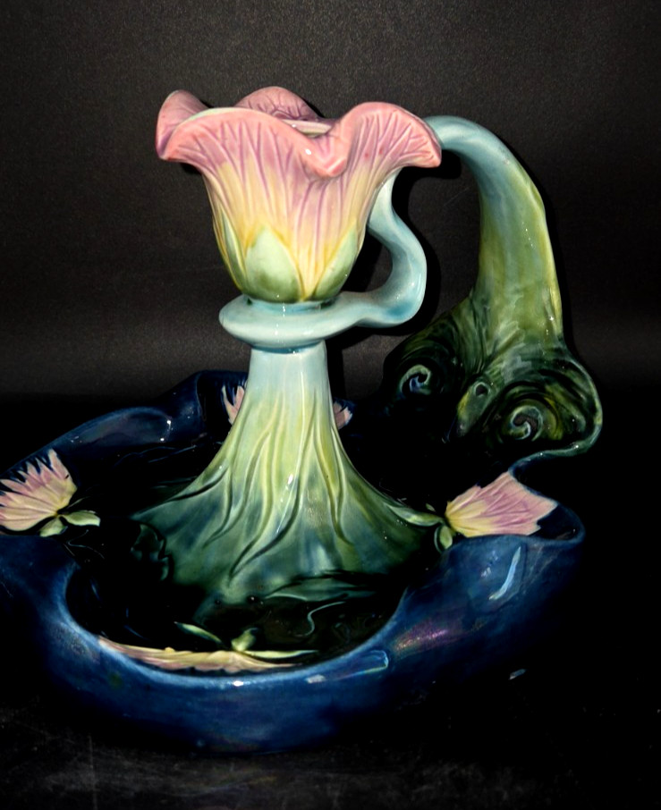 Atq Imperial Crown China Austria Bawo & Dotter Jugendstil Pink Water Lily Vase Atq Imperial Crown China Austria Bawo & Dotter Jugendstil Pink Water Lily Vase