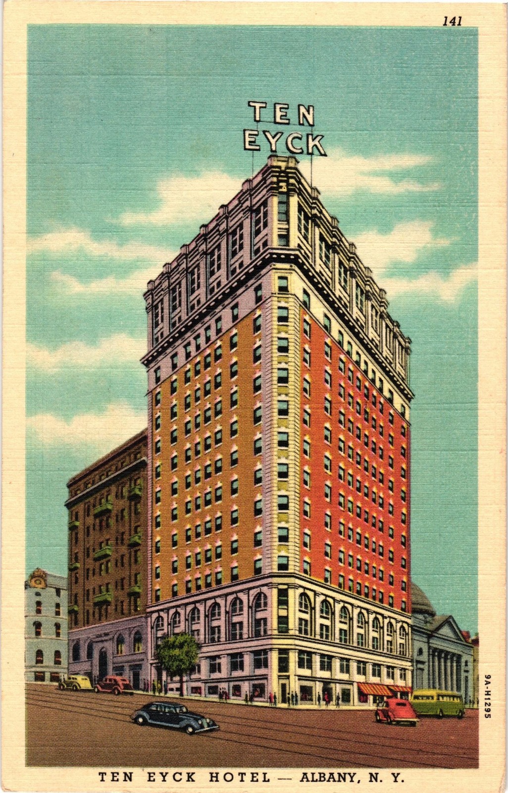 Ten Eyck Hotel Albany N.Y. Postcard Vintage C.T. Art-Colortone Linen Unused