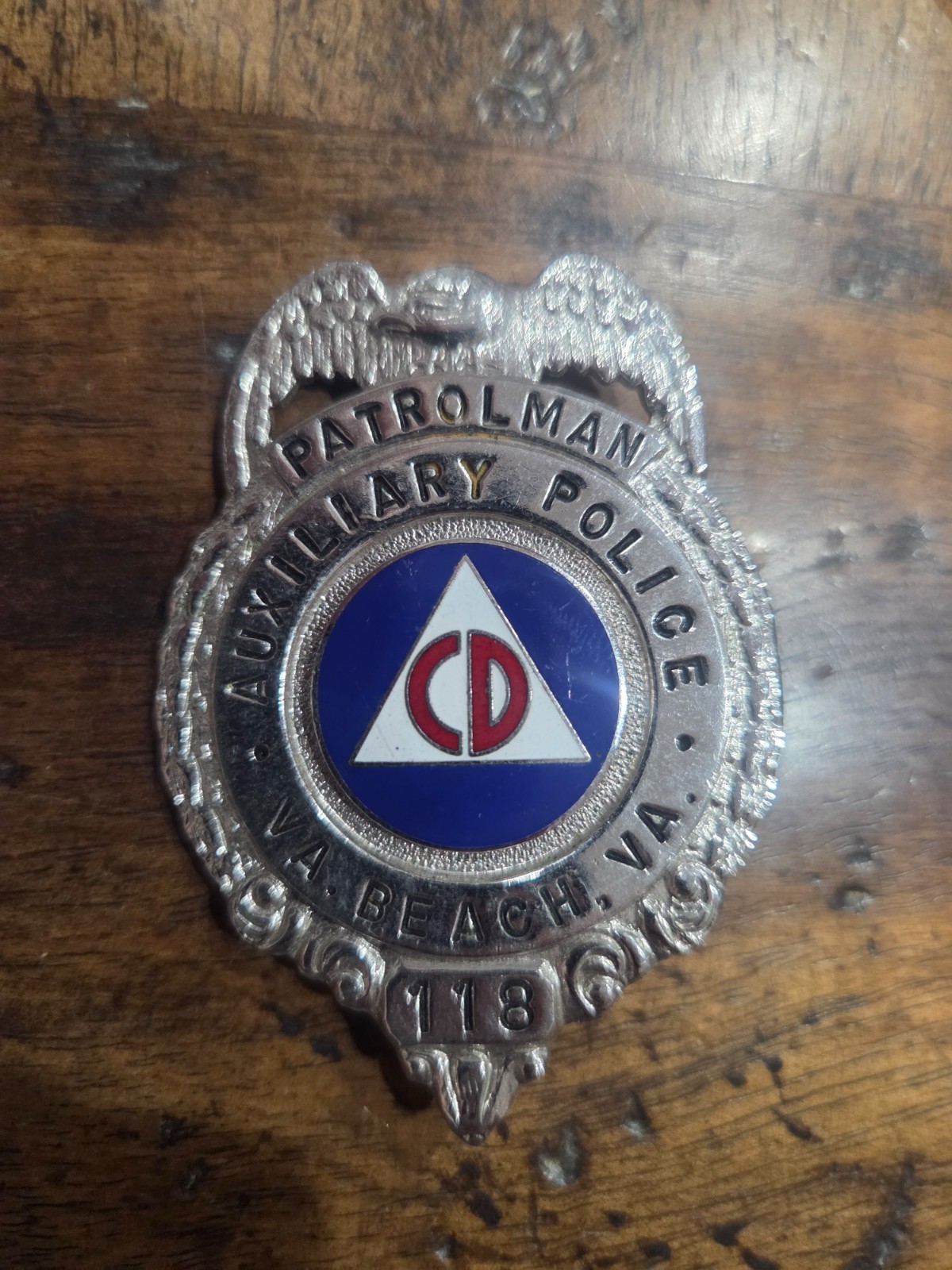 Vtg Obsolete auxiliary police Va beach Va Civil Defense patrolman.  60to 70s yea