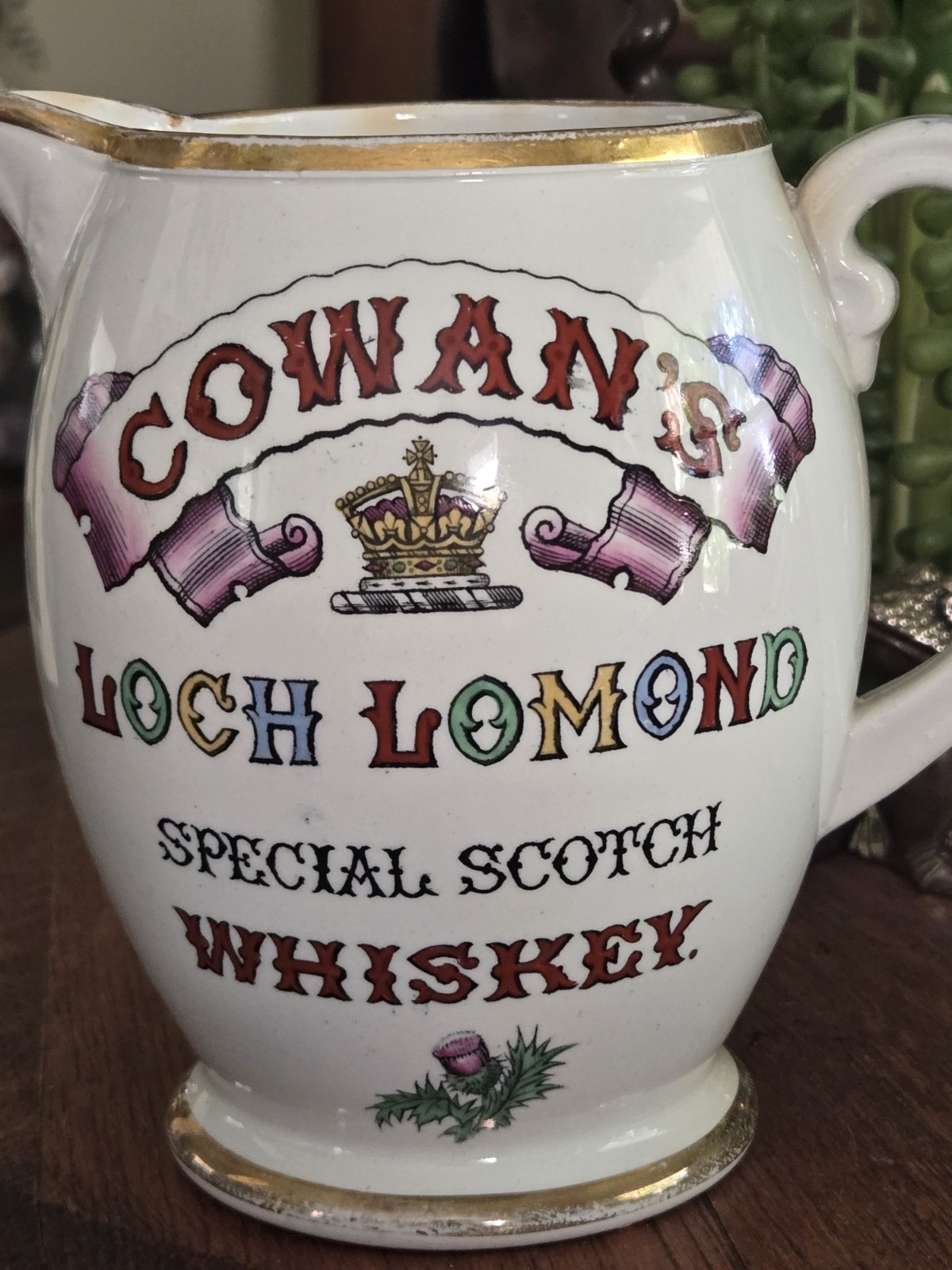 Rare 1870's Copeland Cowan's Loch Lomond Special Scotch Whiskey Pictorial Jug 