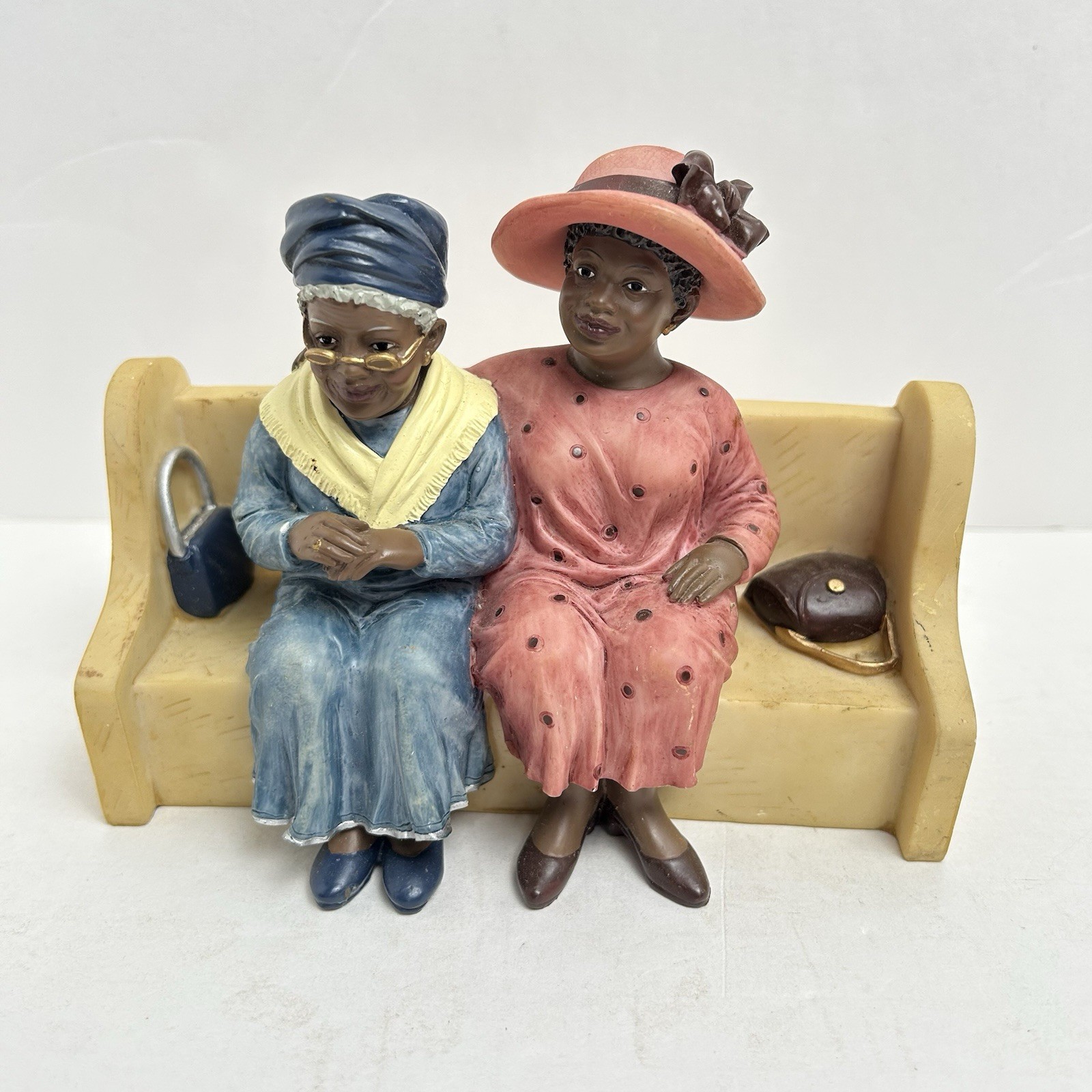 UTI Resin African American Two Older Woman Church Pew Christianity