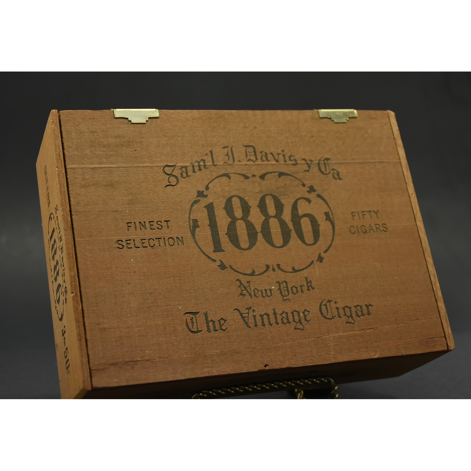 Vintage Sam'l J. Davis Cigar Box 1886 Solid Wood Finger Jointed Samuel Davis