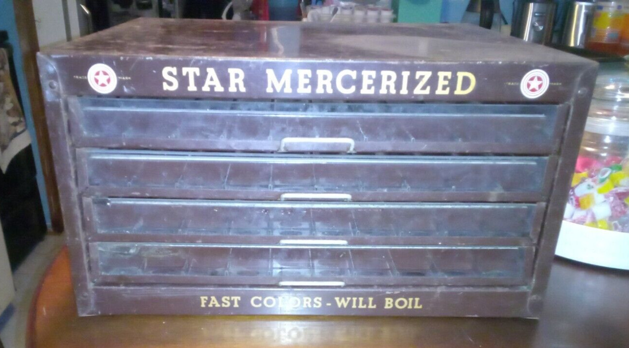 Vintage Star Mercerized Sewing Spool Metal Box