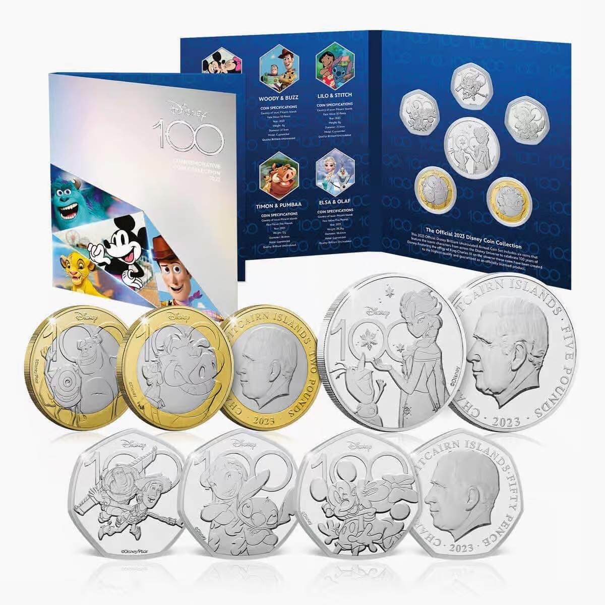 Disney 100th Anniversary 2023 Coin Set Lilo & Stitch / Toy Story / Frozen & More