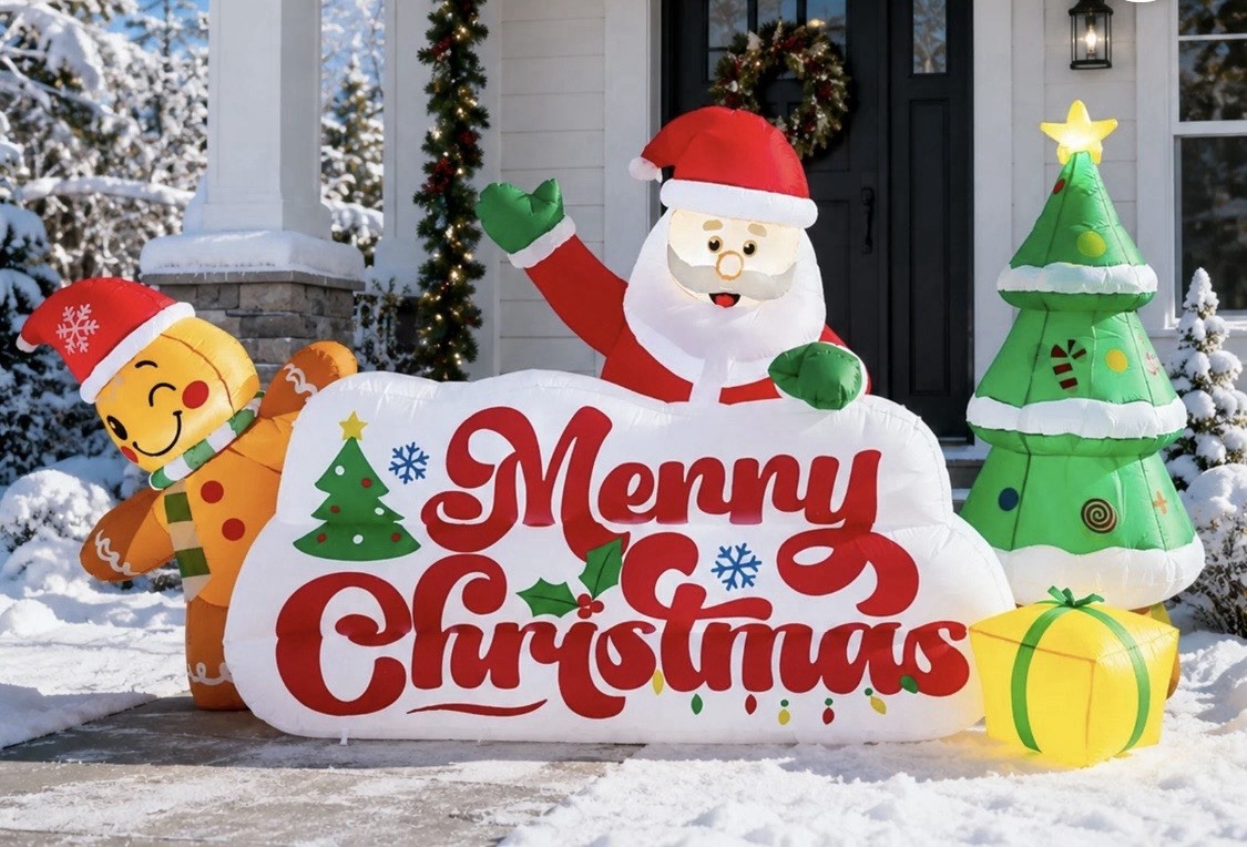 10FT Christmas Inflatable Merry Christmas Sign with Built-In LED’S🎄🎅