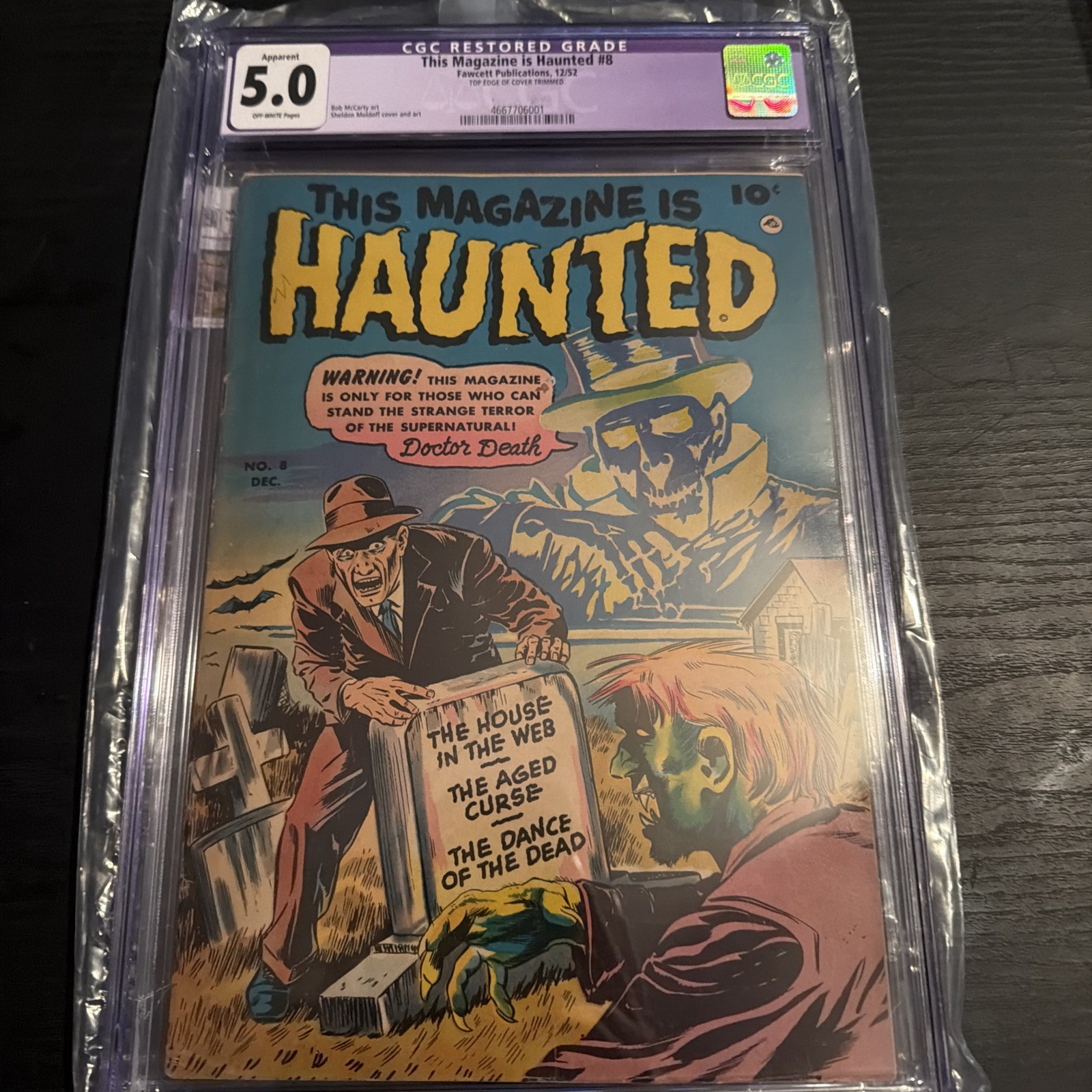 This Magazine is Haunted #8 1952 CGC 5.0 (Restored) Living Dead Cover