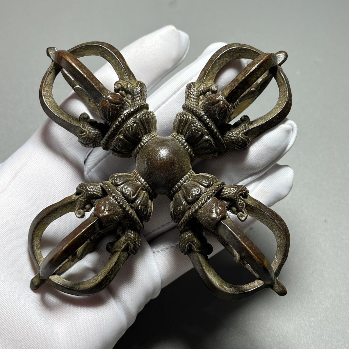 Tibetan Brass Vajra Dorje Five Prong Cross Buddhist Ritual Tool Ornament Tibetan Brass Vajra Dorje Five Prong Cross Buddhist Ritual Tool Ornament