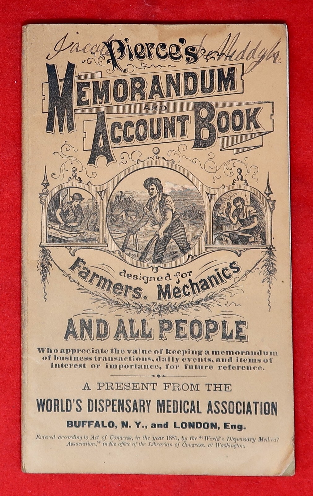Antique 1882 Memorandum Account Book, Designed For Famers, Machanics