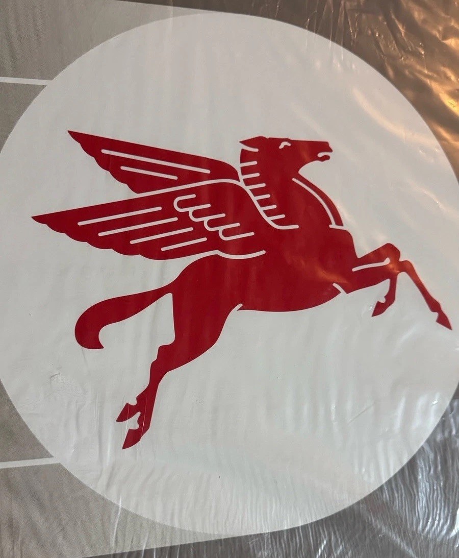 Mobil Pegasus Sign Panel – Vintage Gas & Oil Logo 20”h x 30”w NOS