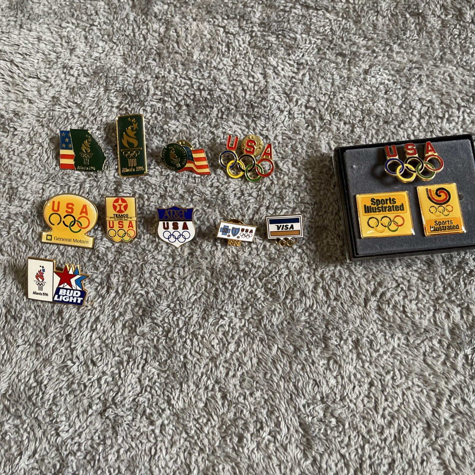 Lot of 13 Vintage Olympic Pins From 1988,92 & 96- Budweiser, Visa ,Texaco