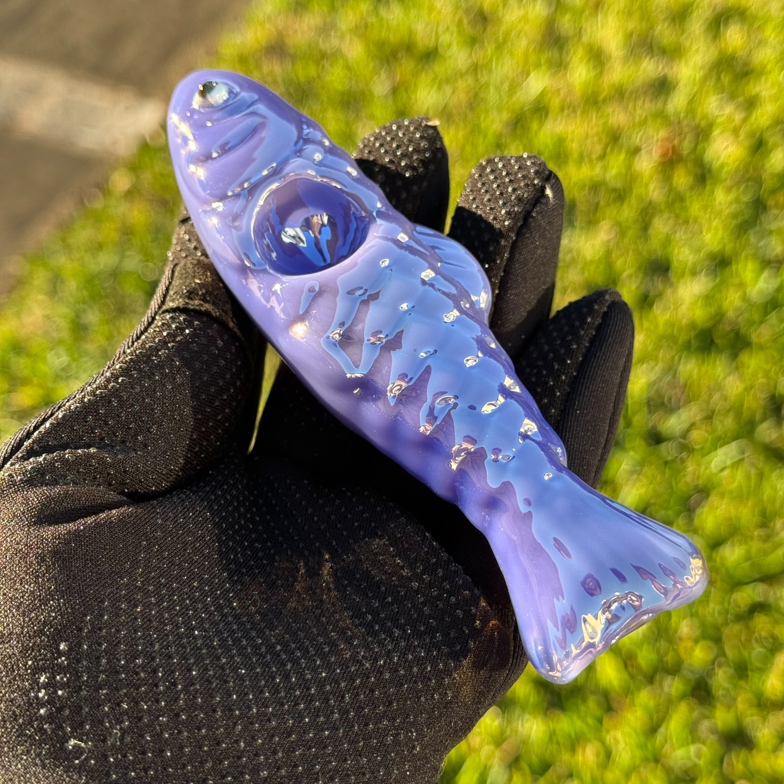 Purple Fish Glass Pipe Smoking Hand Spoon Pipe Tobacco Glass Smoke Bowl Gift