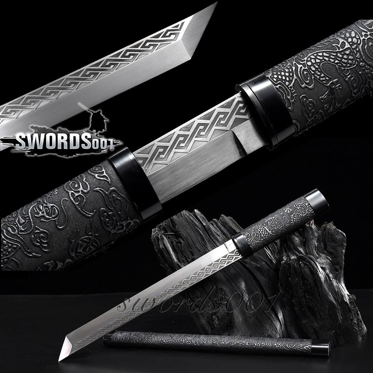 Self-defense Tanto Japanese Samurai Sword Mini Katana Tang Dao Engraved Blade