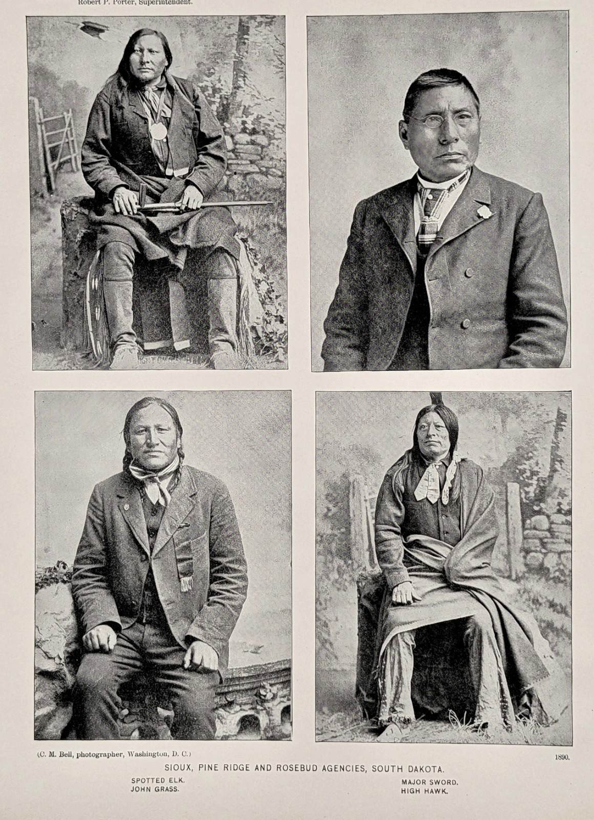 1890 SIOUX Indians - PINE RIDGE ROSEBUD AGENCY South Dakota - Printed Photo