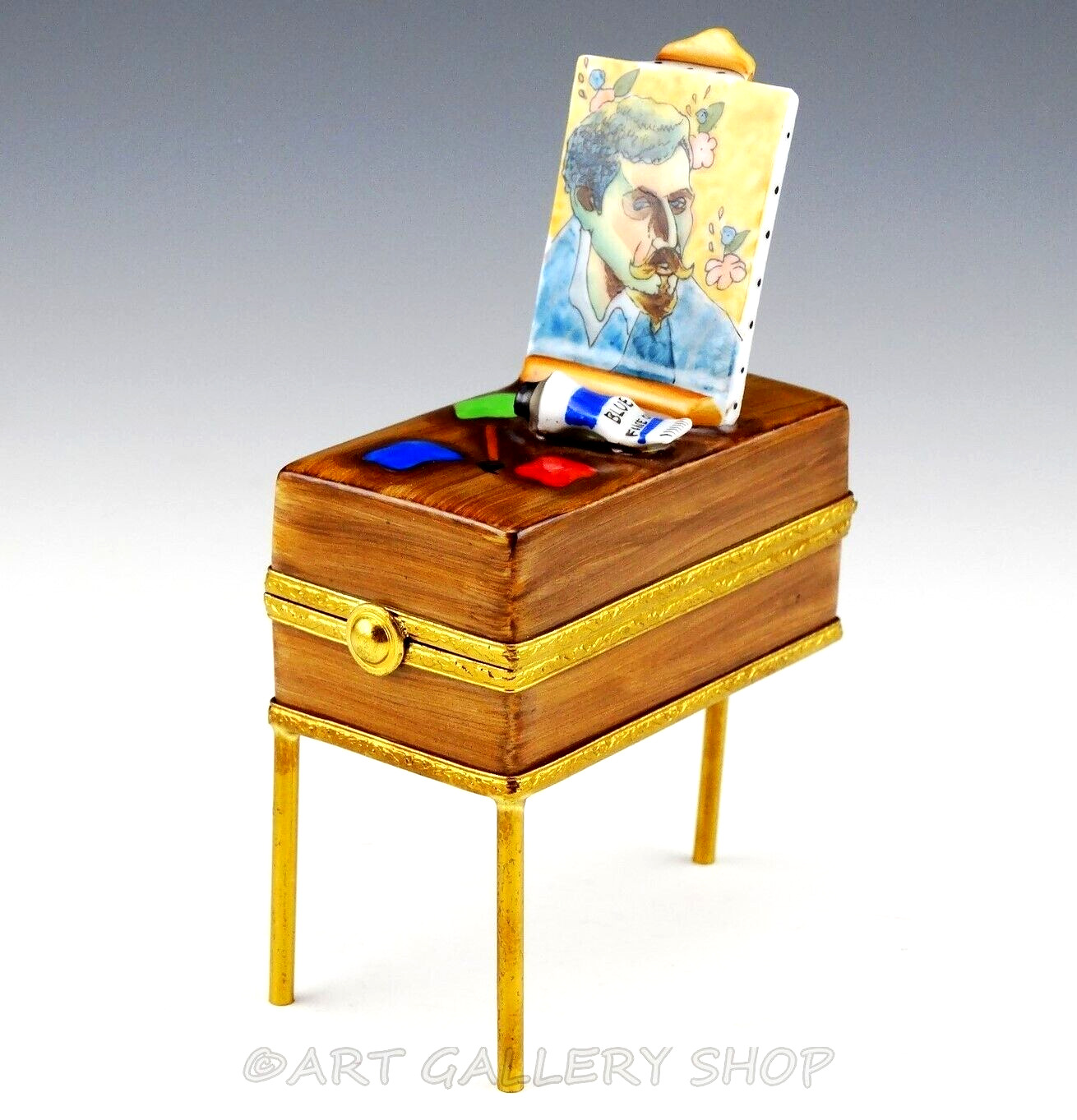 Limoges Van Gogh Self-Portrait on Easel Trinket Box Limited Edition 27 / 1000