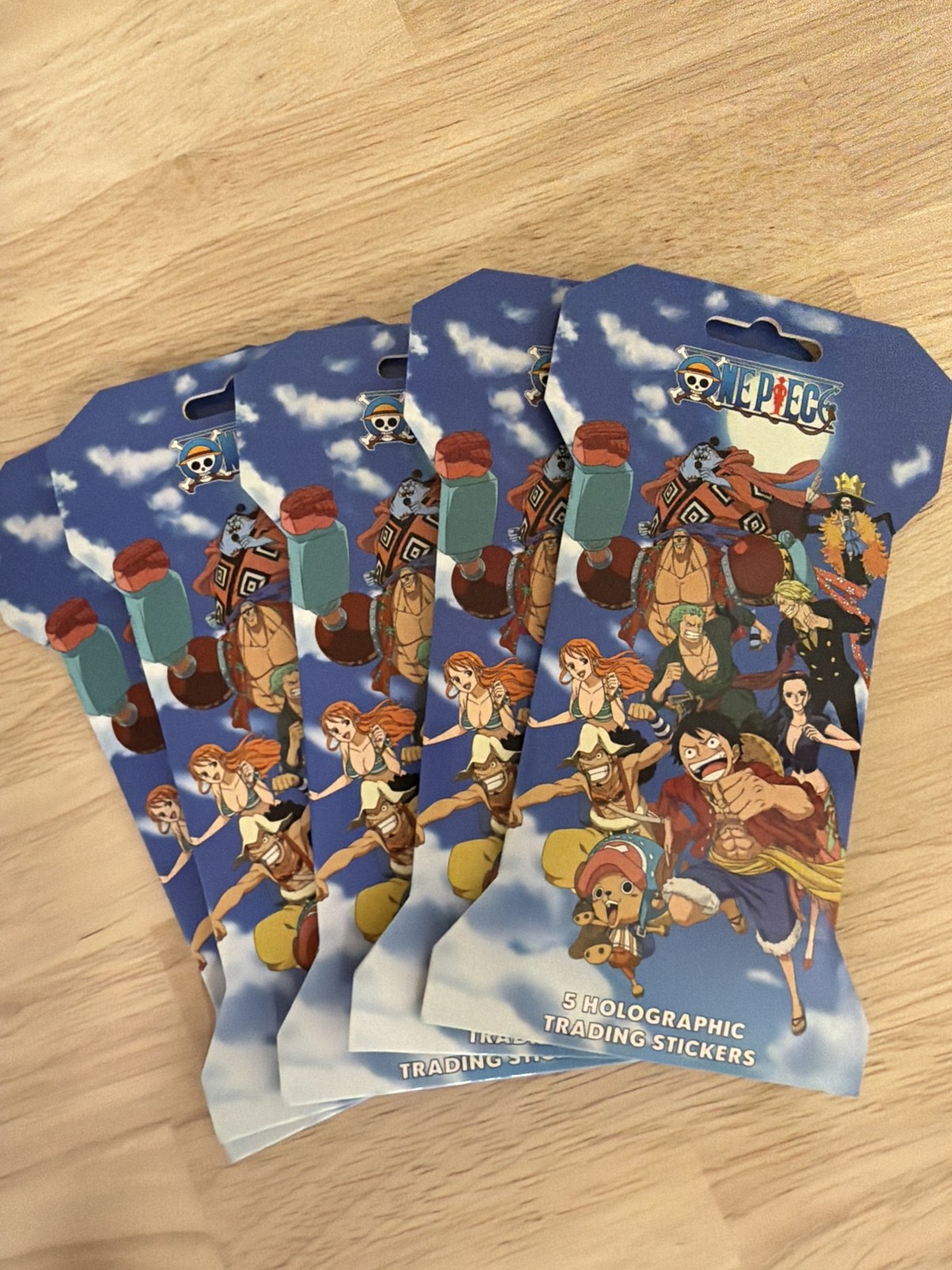 One Piece 5 Holographic Trading Stickers Lot of 5 Sealed Packs Surreal