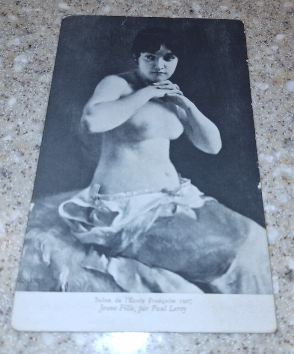 Risque art nude orig.  Salon de l-Ecole Francaise 1907 Postcard. Jeune Fille.