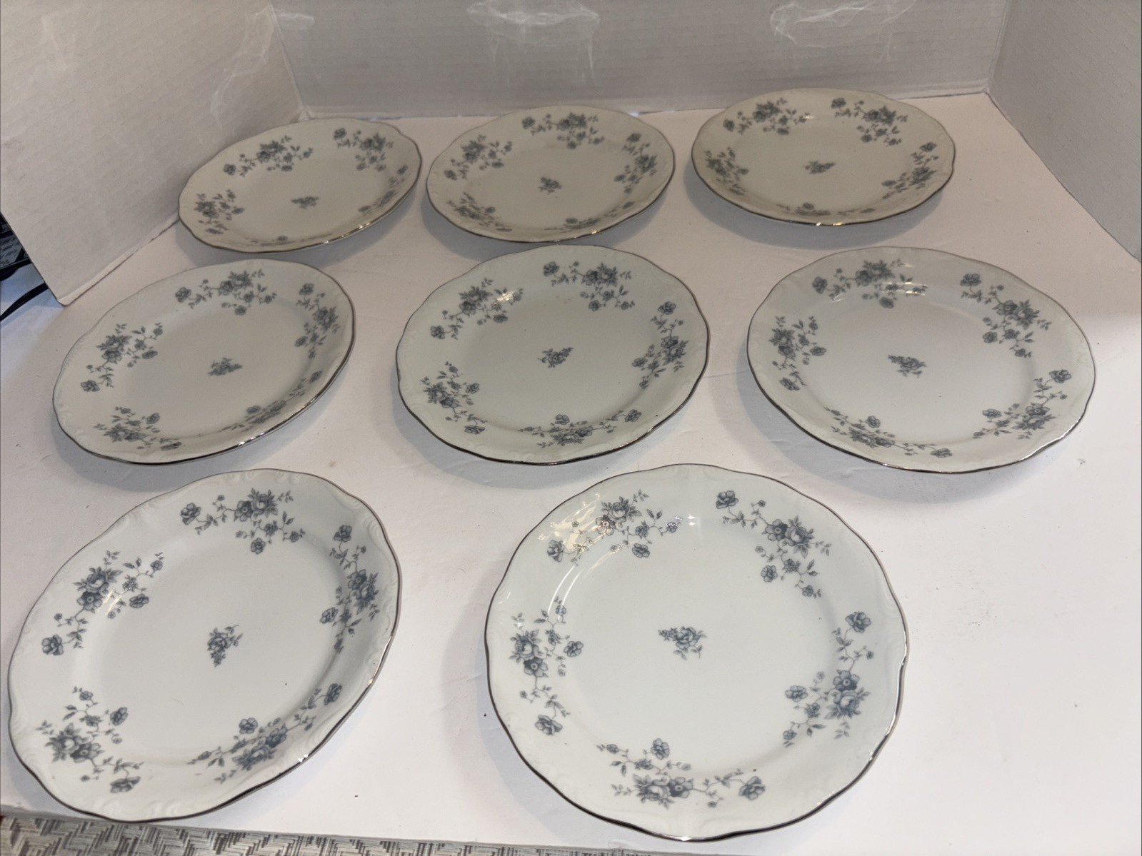 8-JOHANN HAVILAND  Bread Dessert BLUE GARLAND PLATES BAVARIA GERMANY 1970\'S