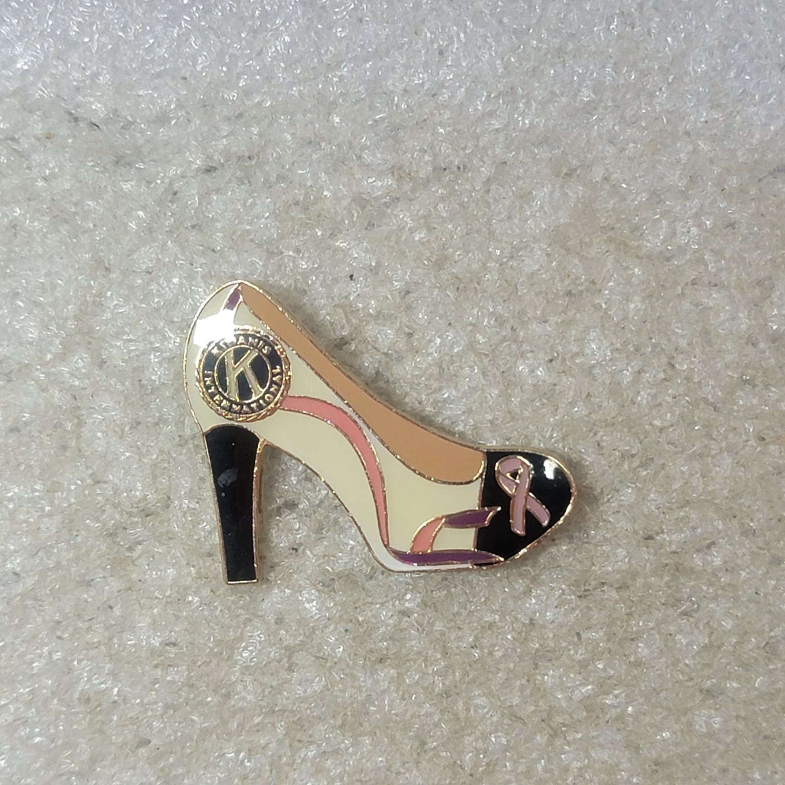 Kiwanis International Lapel Pin High Heel Pink Ribbon Enamel Clutch Kiwanis International Lapel Pin High Heel Pink Ribbon Enamel Clutch
