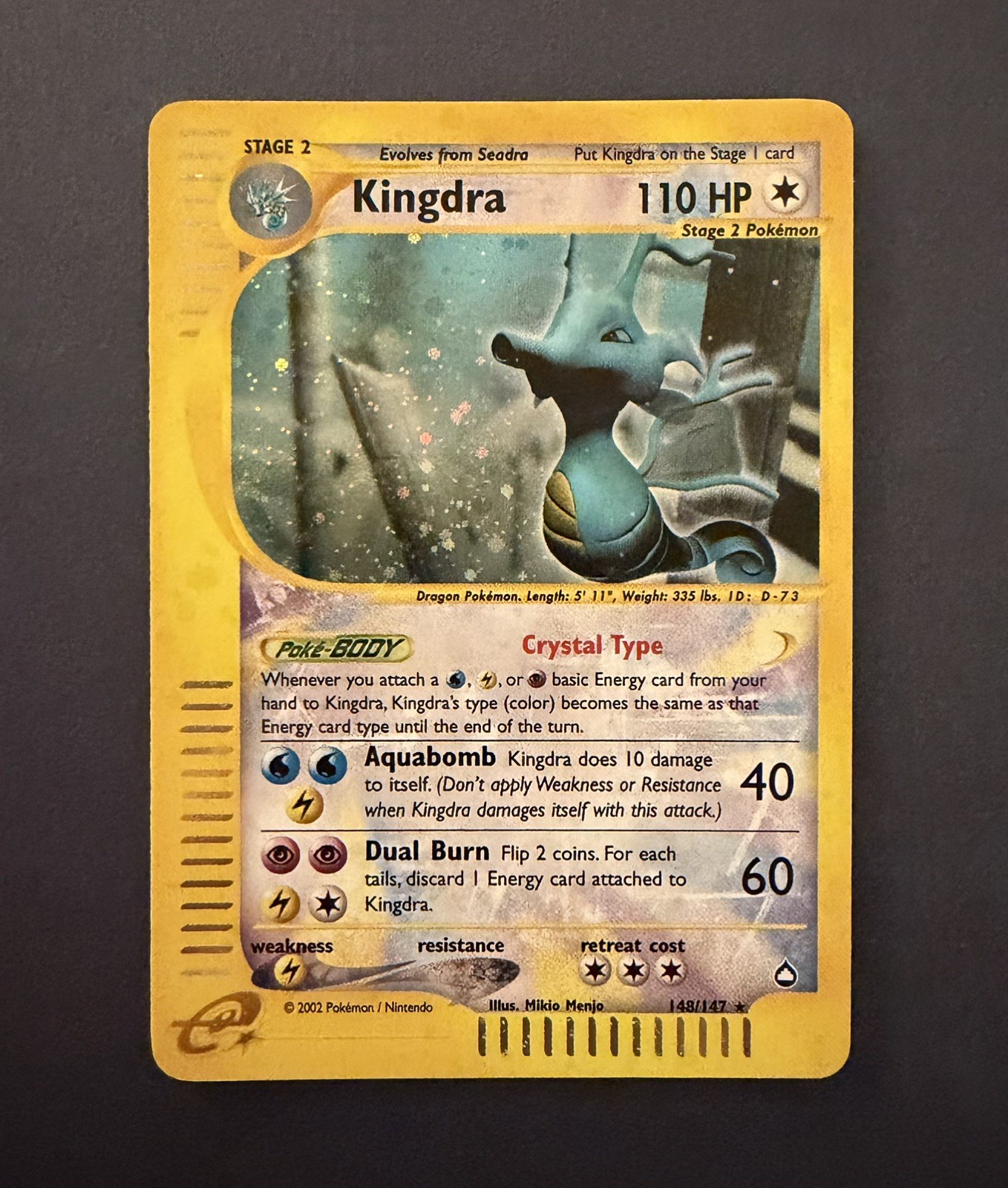 Pokemon 2003 Kingdra Crystal 148/147 Holo Secret Aquapolis English Wotc