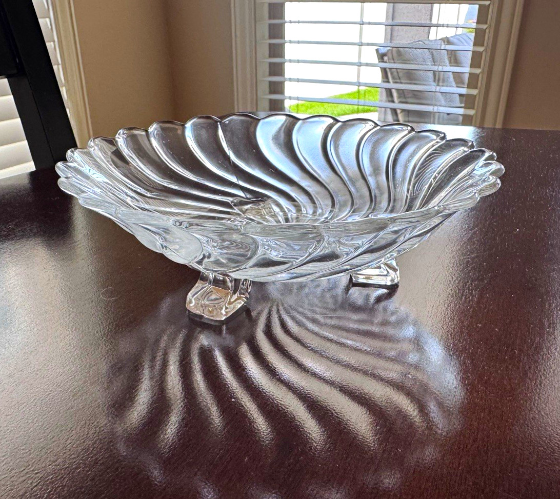 Vintage Fostoria Glass Colony Swirl Footed Dish