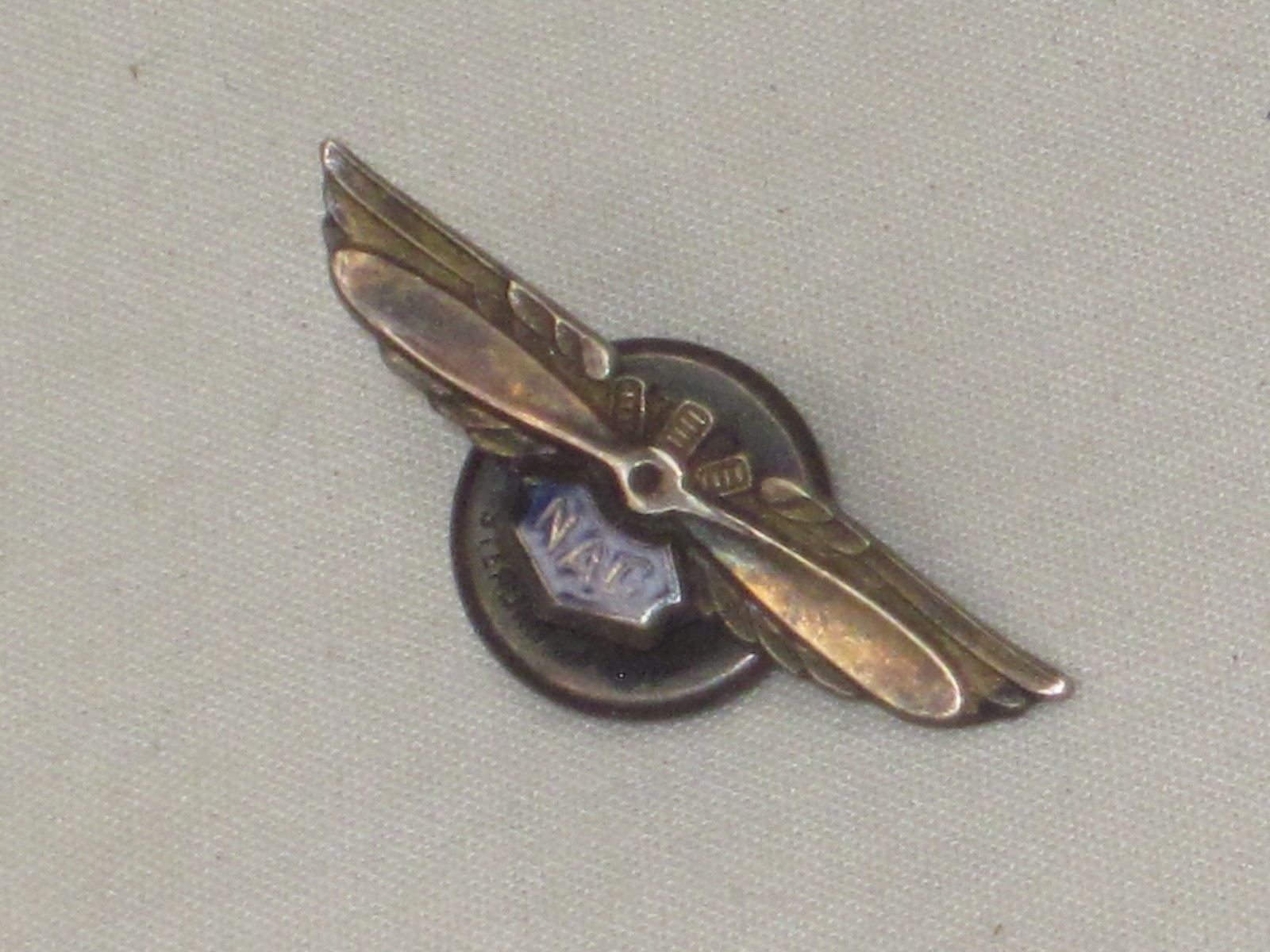 vintage 1/20 10K GF Sterling Silver NAC National Aeronautics screwback pin BX2