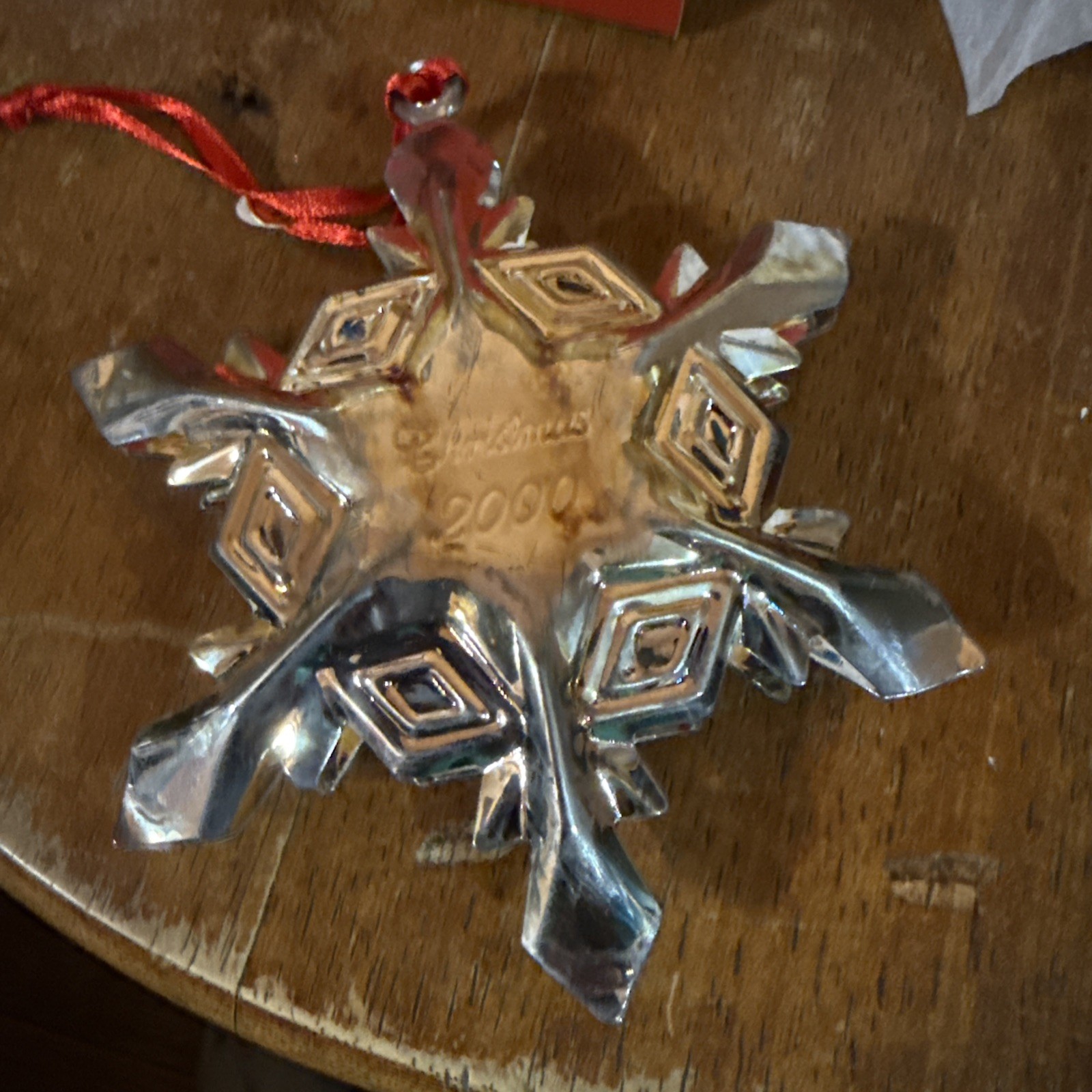 HTF VINTAGE 2000 Silver Plate 3 Dimensional Christmas Snowflake Ornament  4\