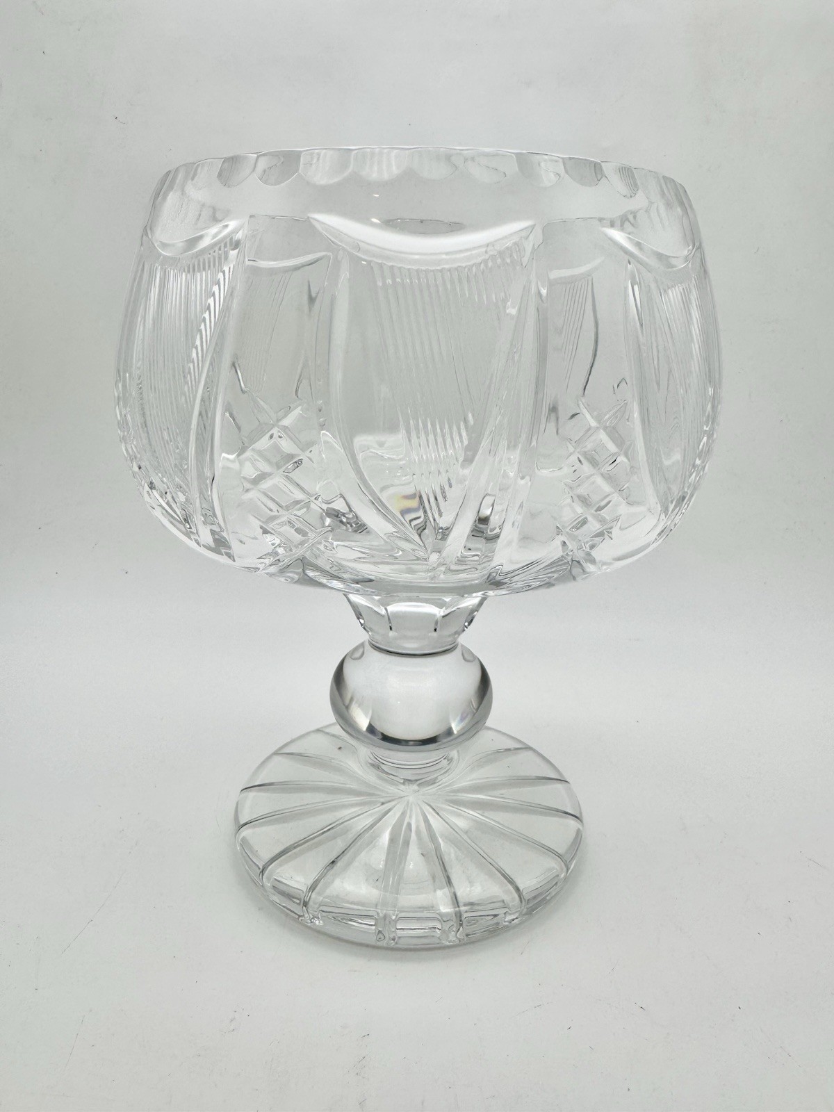 Large Crystal Compote, Glass Footed Bowl, Candy Dish Large Crystal Compote, Glass Footed Bowl, Candy Dish