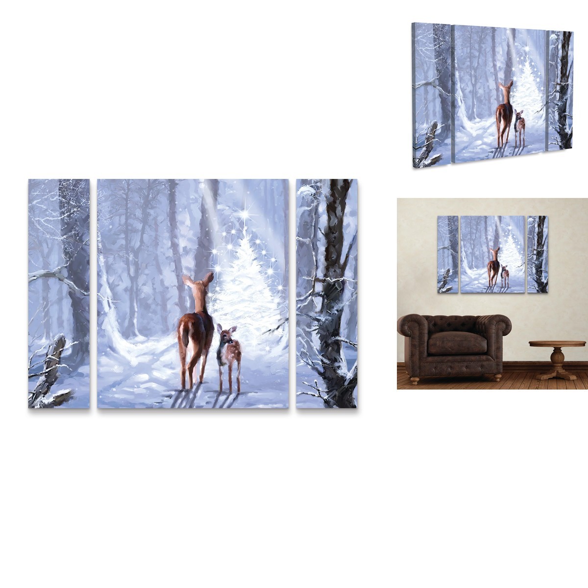 Trademark Fine Art Macneil Studio \'christmas Magic\' Multi Panel Art Set Large 3