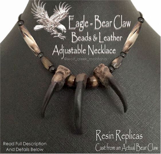 EAGLE BEAR CLAW NECKLACE RUGGED GRIZZLY TRIBAL INDIAN STYLE NATIVE REPLICA  E3\'