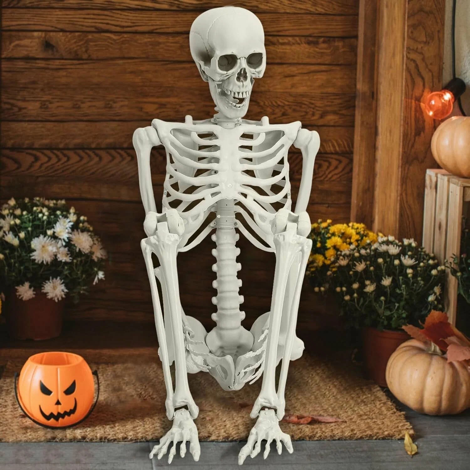 5.4 ft Halloween Human Skeleton Poseable Full Life Size Decoration Party Prop