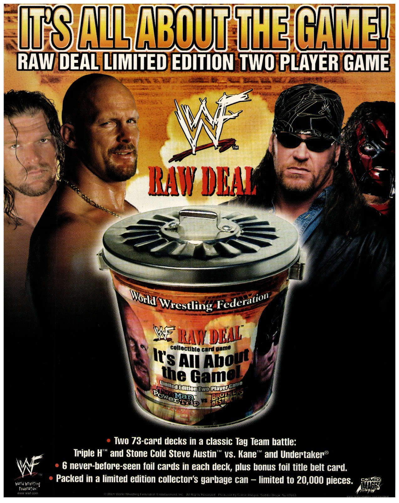 2002 Print Ad/Poster WWF Raw Deal Steve Austin Undertaker Wrestling CCG TCG Ad