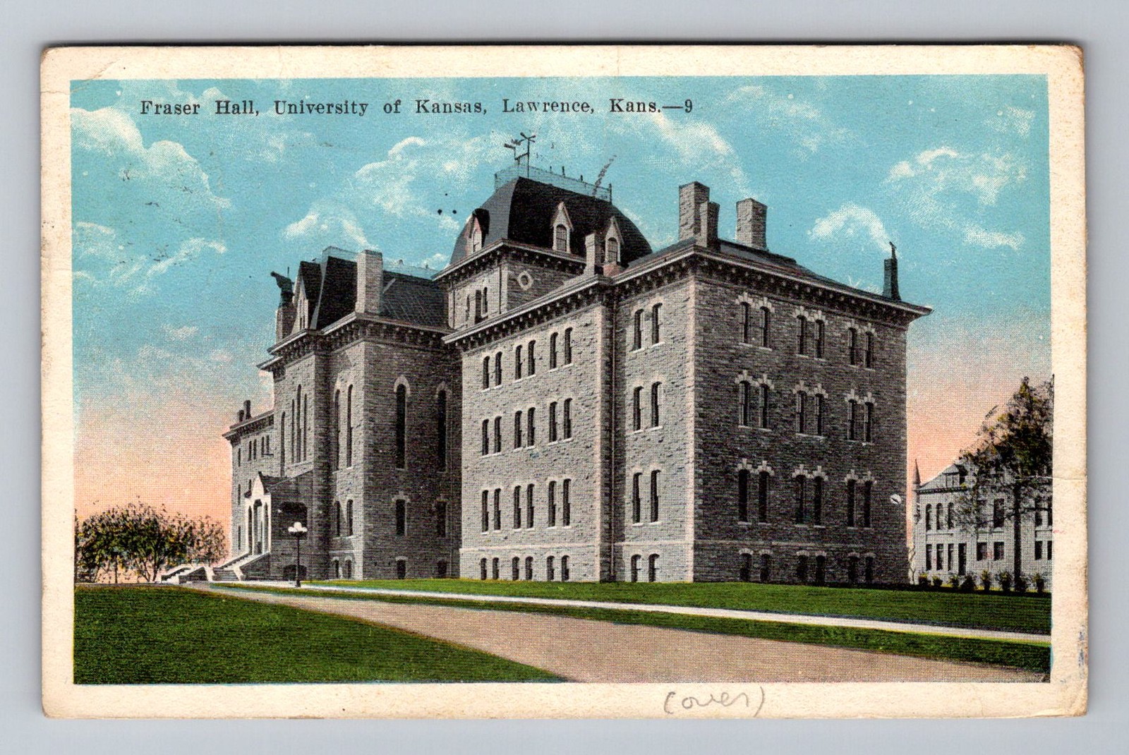 Lawrence KS-Kansas, Fraser Hall Building, Postal PC Vintage c1924 Postcard