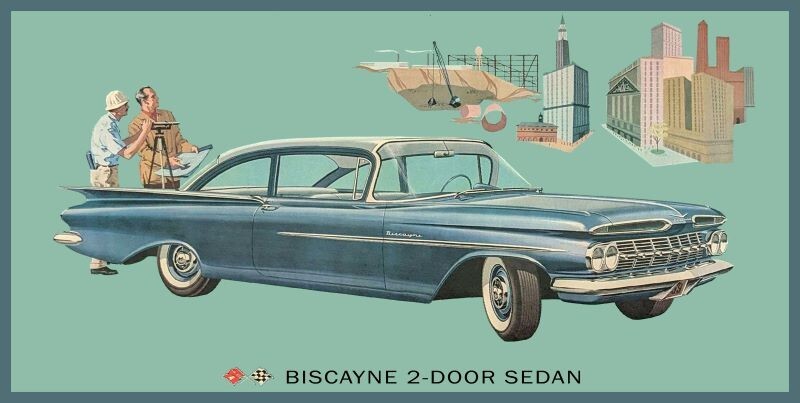 1959 Chevrolet Biscayne 2 Door Sedan NEW Metal Sign 18x36