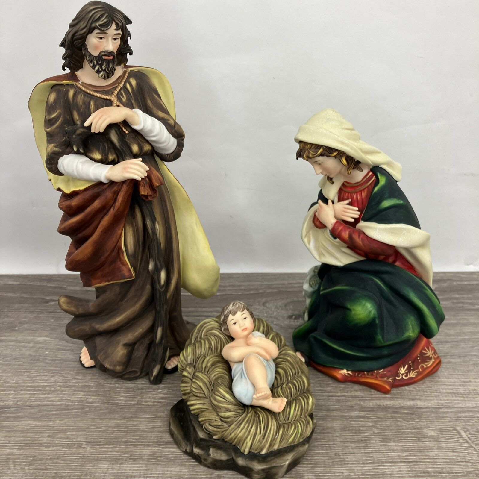 3 pc Set O’well Mary Joseph Jesus Christmas Nativity Figure Ceramic 11\