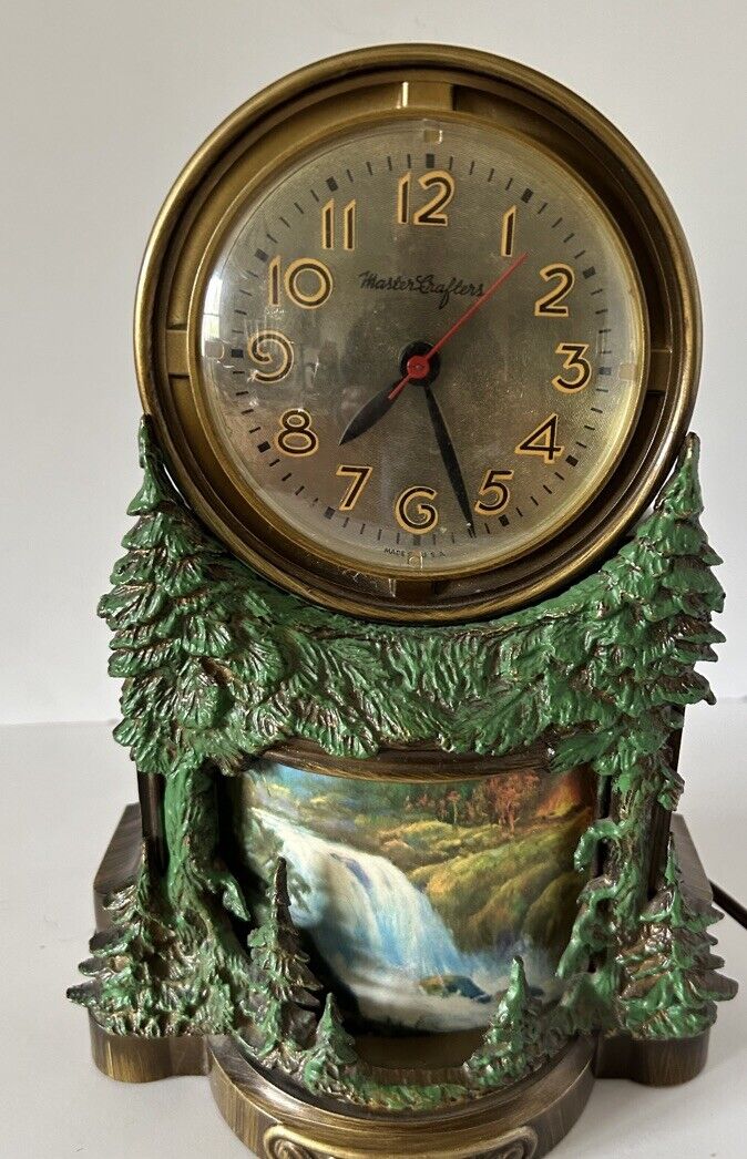 VINTAGE 1950\'s MASTERCRAFTERS WATERFALL CLOCK 344 with LIGHT, MOTION WORKS GREAT