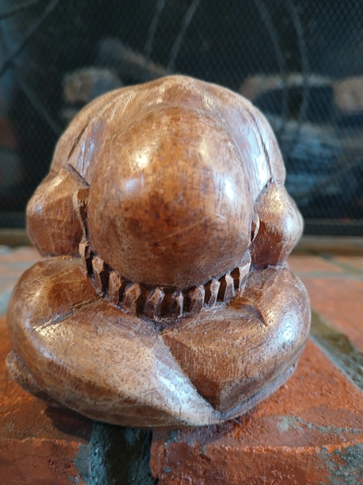 Vintage Wooden Hand Carved Weeping Buddah, Indonesia