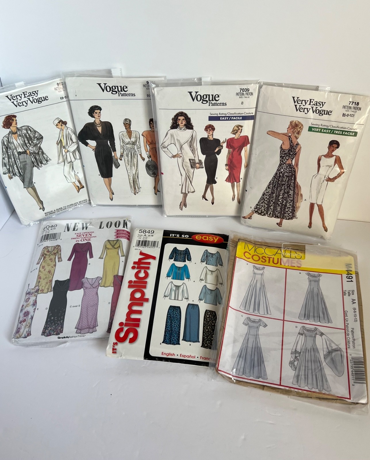 LOT 7 VOGUE VERY EASY PATTERNS BRAND NEW 1980\'S  SZ8-12 & MC CALLS SIMPLICITY 