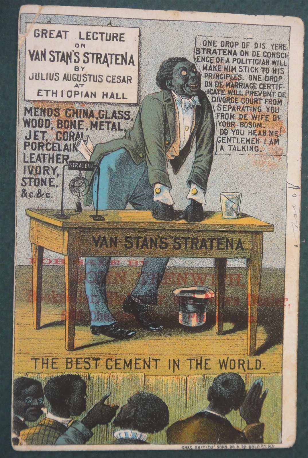 1880s antique VAN STRAN'S STRATENA GLUE phila pa quack medicine PREVENTS DIVORCE