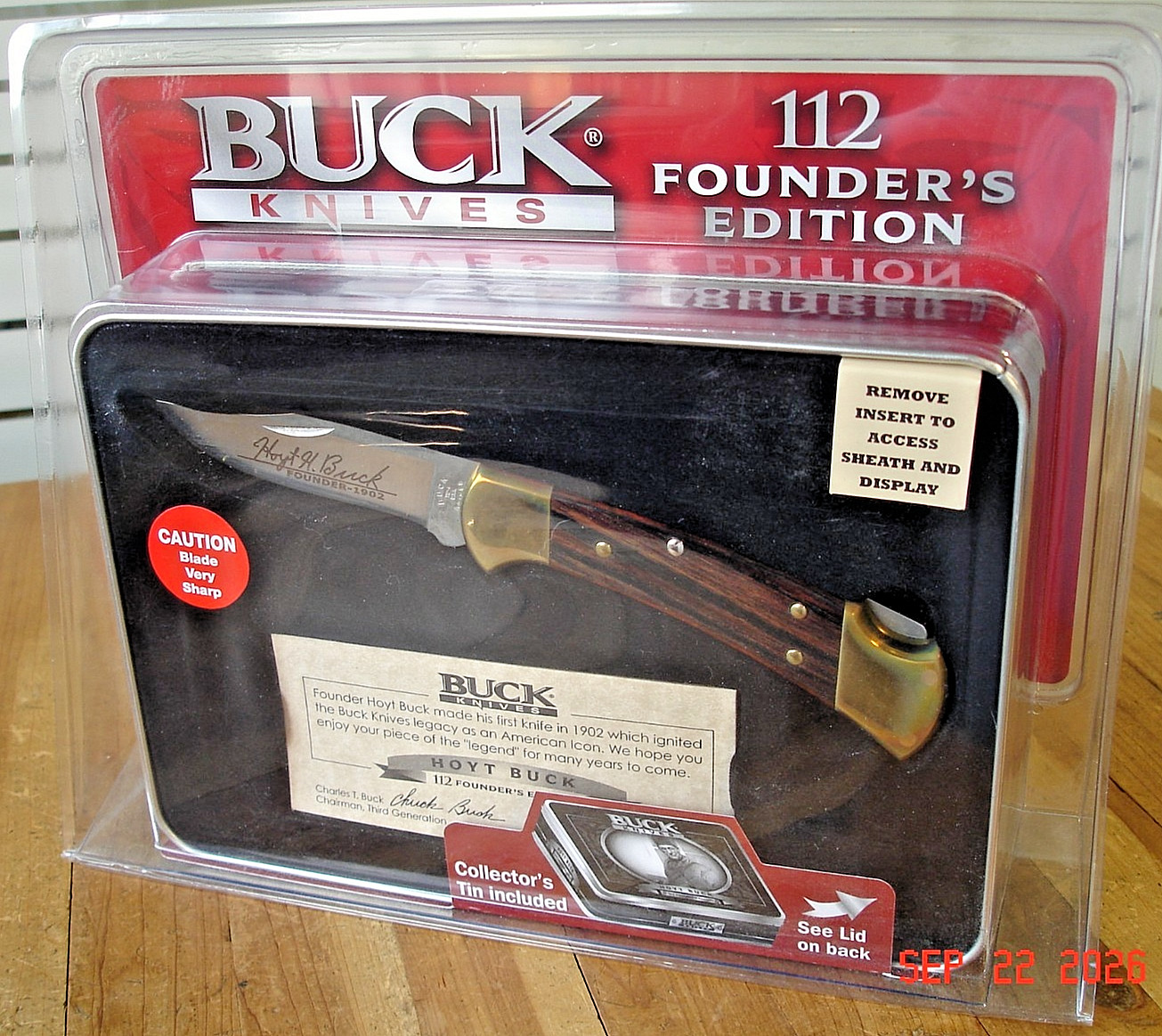 NEW BUCK KNIFE 112 RANGER 2006 HOYT BUCK FOUNDERS EDITION 420HC BLADE EBONY WOOD