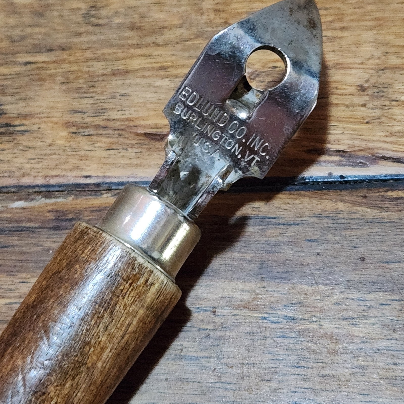 Vintage Edlund Co Combo Can Bottle Opener Wood Handle Burlington USA MCM Retro