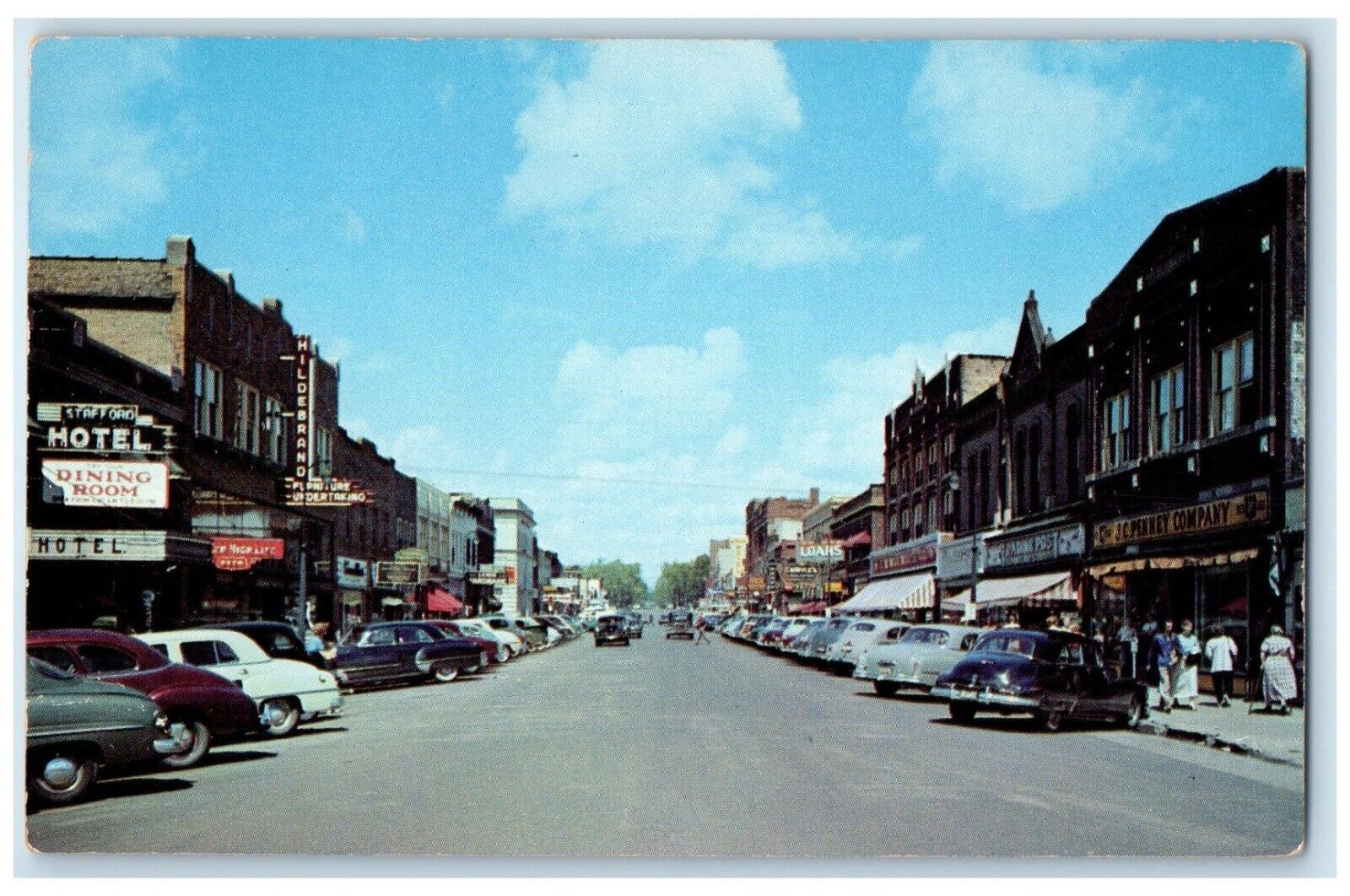 c1960 Brown Street Classic Cars Road Rhinelander Wisconsin WI Vintage Postcard