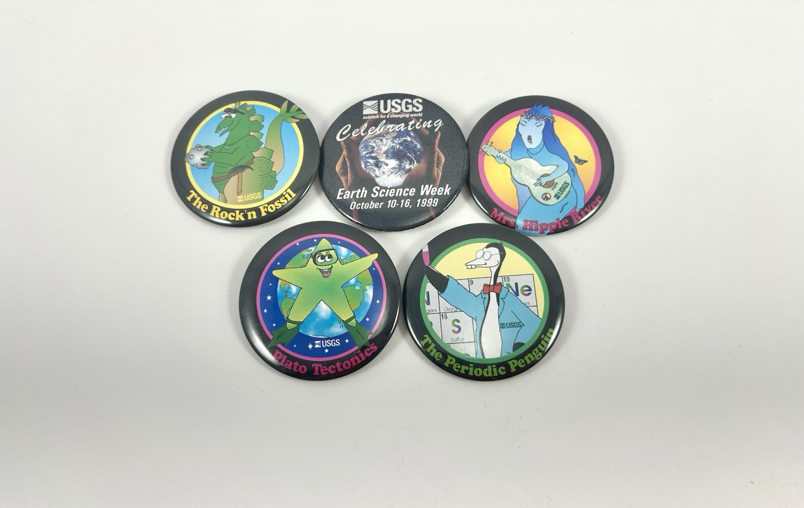 Vintage USGS United States Geological Survey Button Pin Lot of 5